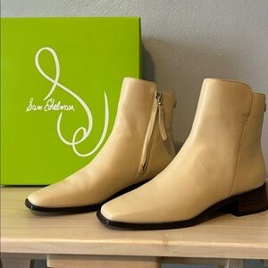 Sam Edelman Cream Ankle Boots